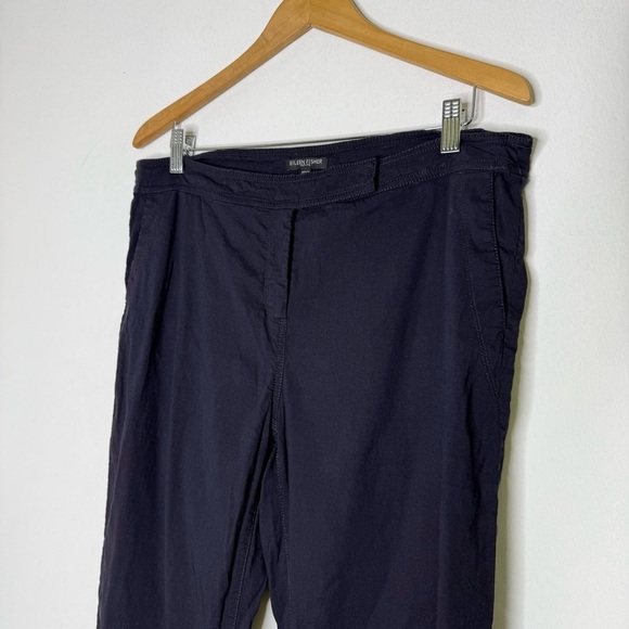 Eileen Fisher Navy Blue Linen Blend Straight Leg Pants Size 14 Petite - Picture 6 of 8